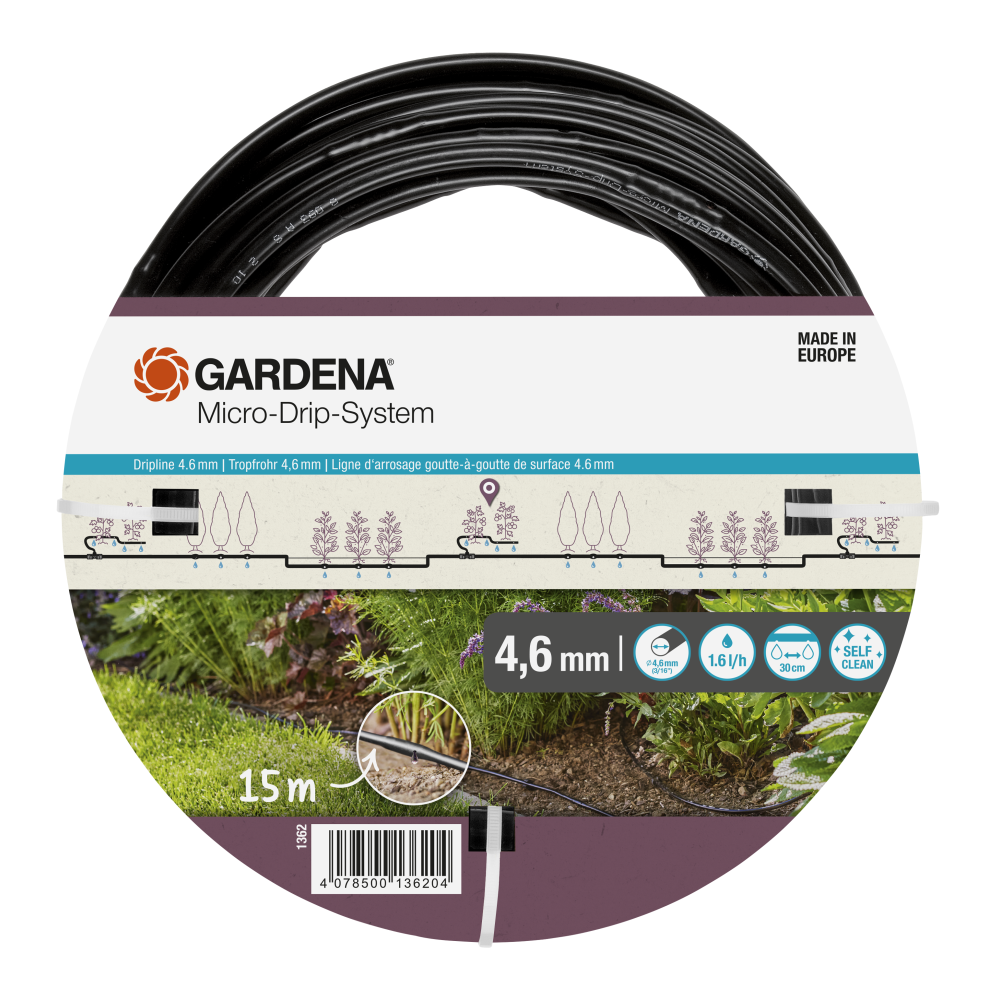 GARDENA Micro-Drip-System - naziemna linia kroplująca 4,6 mm (3/16") 15 m  (1362-20)