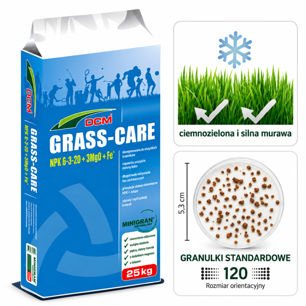 DCM Grass-Care 25 kg – nawóz jesienny do trawnika NPK 6-3-20