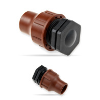 Korek LOCK 16 Rain Bird – dwa ujęcia: korek z nakrętką LOCK i korek z bliska