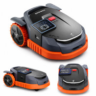 Segway Navimow X390E – robot koszący: widok z przodu pod kątem, z boku i od przodu