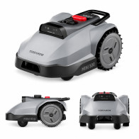 TerraMow Mini 500 – robot koszący z kamerami: widok z przodu pod kątem, z boku i od przodu