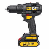 Wiertarko-wkrętarka CAT DX11 18V – widok z boku z akumulatorem DX2 2,0 Ah