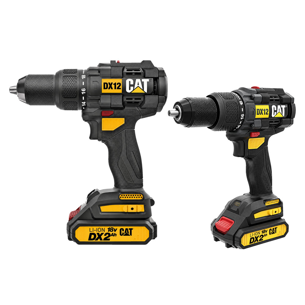 Udarowa wiertarko-wkrętarka akumulatorowa CAT DX12 18V 65 Nm | Zestaw 2 × 2,0 Ah