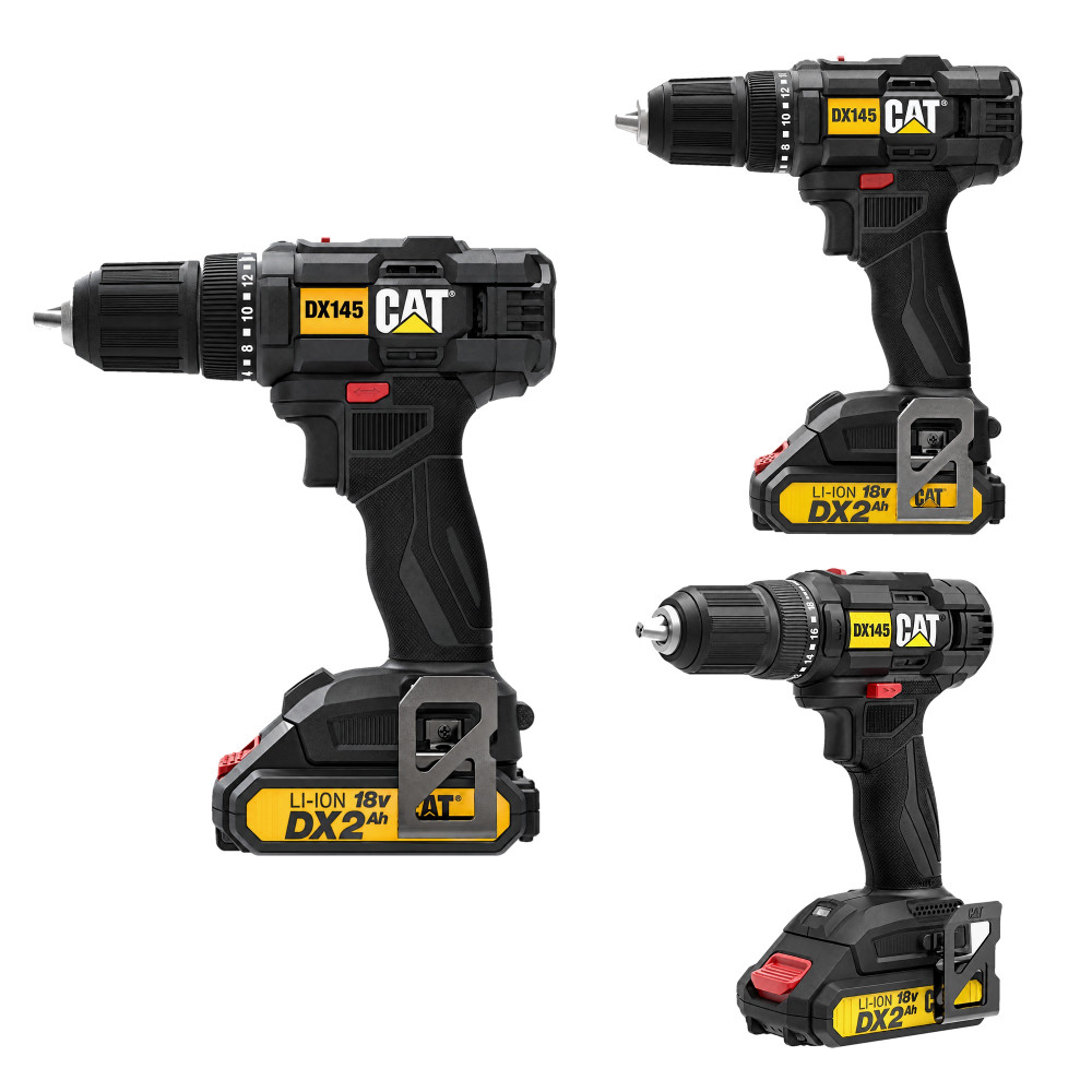 Wiertarko-wkrętarka akumulatorowa CAT DX145 18V 50 Nm z akumulatorem 2,0 Ah i ładowarką