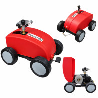 Perrot Rollcart V-3 – samojezdny wózek do podlewania boiska – dwa ujęcia z zewnątrz i wnętrze z turbiną