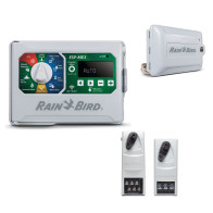 Rain Bird ESP-ME3 – panel sterownika, zamknięta obudowa i moduły rozszerzeń ESP-SM