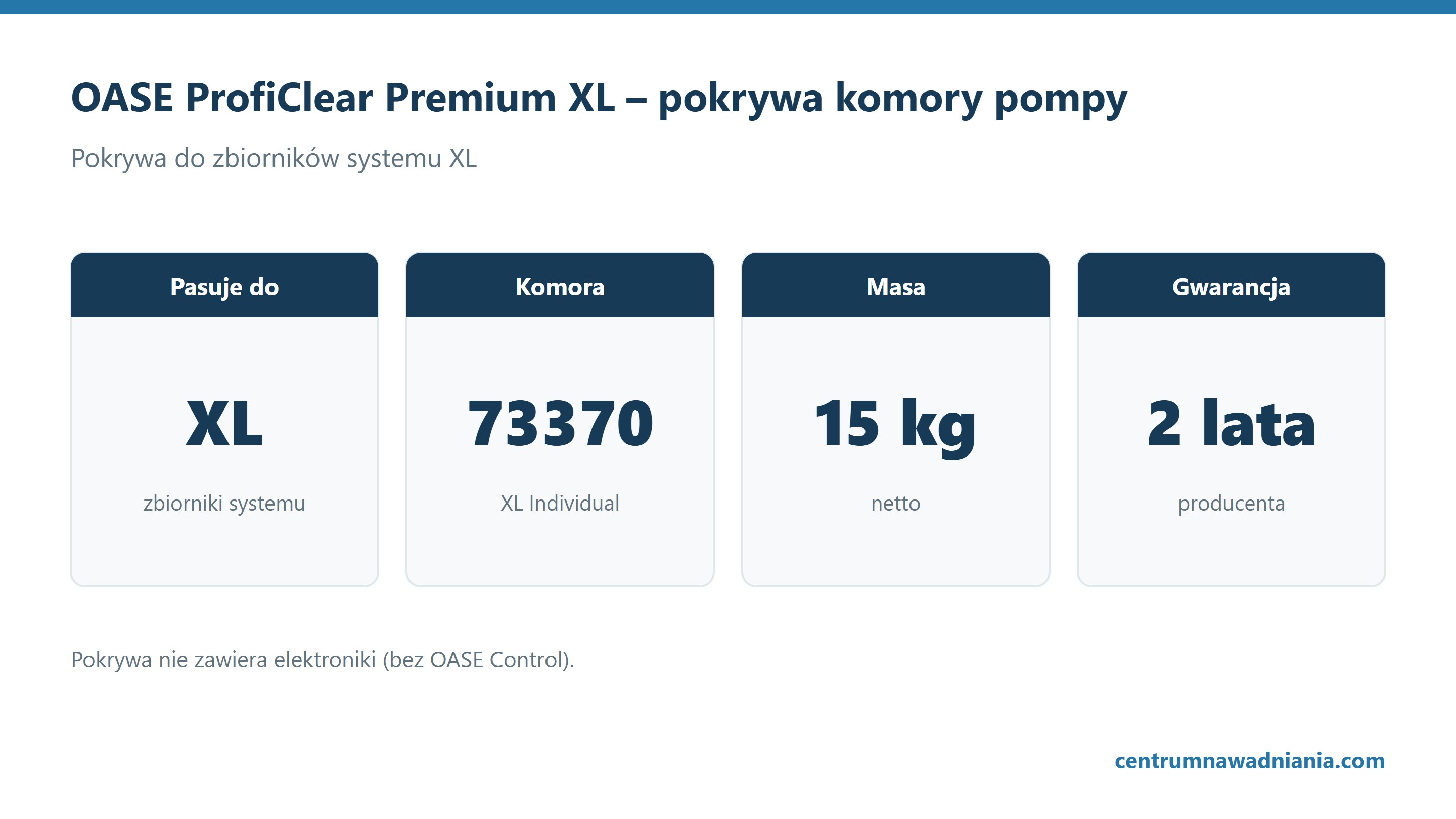 OASE ProfiClear Premium XL – pokrywa komory pompy: Pasuje do XL, Komora 73370, Masa 15 kg, Gwarancja 2 lata